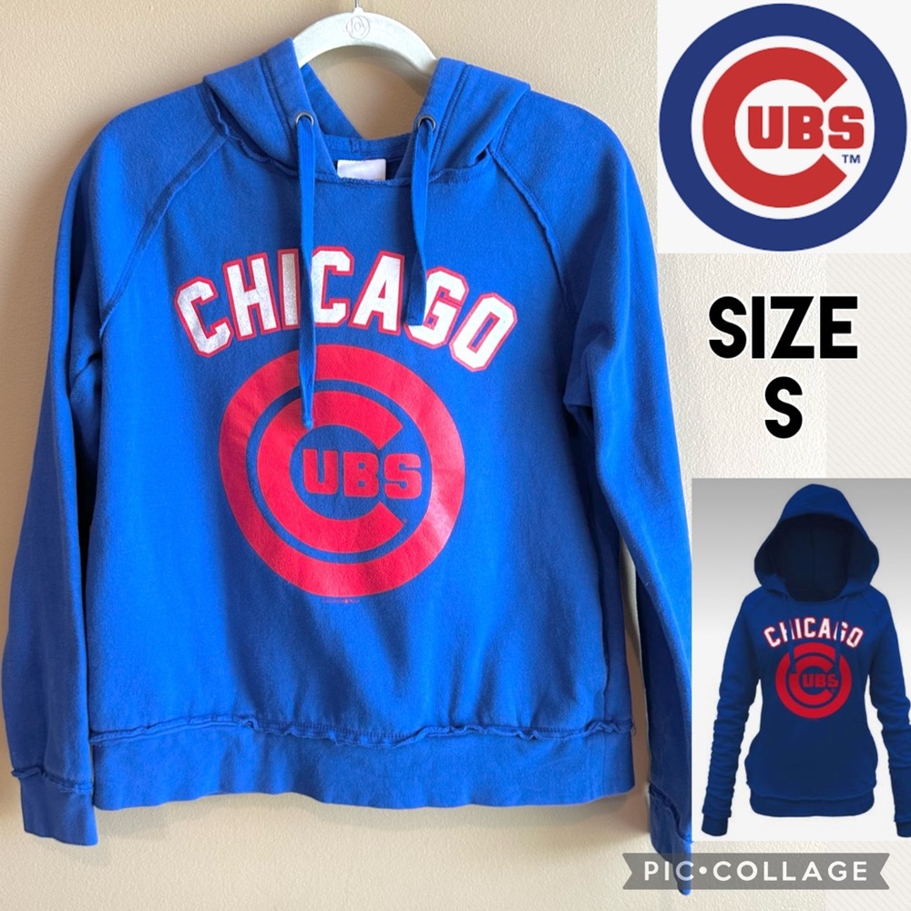 Chicago Cubs 5th & Ocean MLB Hoodie Sweatshirt Blue Pockets Women's Glitter